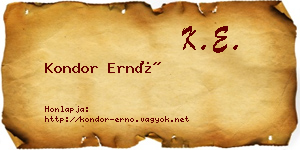 Kondor Ernő névjegykártya